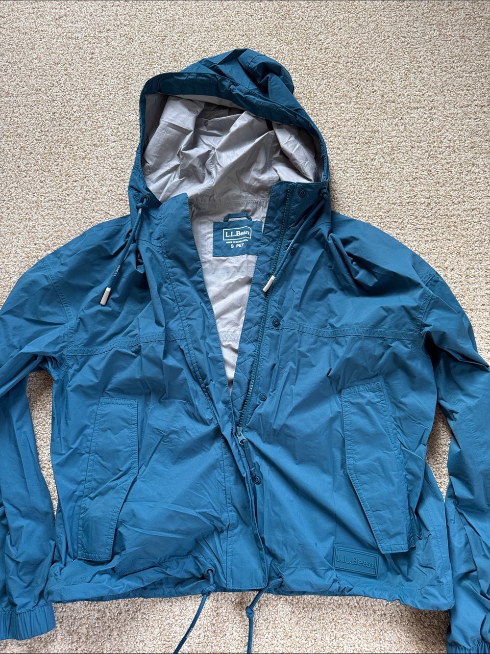 L.L. Bean Women's Deep Teal Hooded Lightweight Rain Jacket